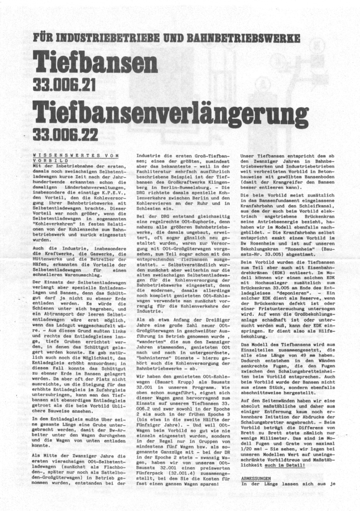 Bauanleitung B & K Tiefbansen 1/87 – Seite 1