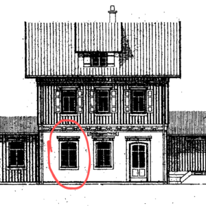 Bahnhof Dettingen unter Teck auf der Bahnsteigseite – Plan-Ausschnitt von 1958